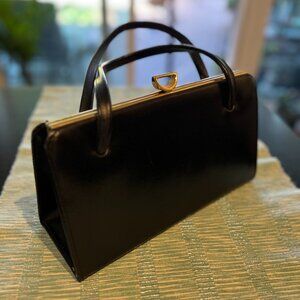 Black Leather Vintage Box Purse